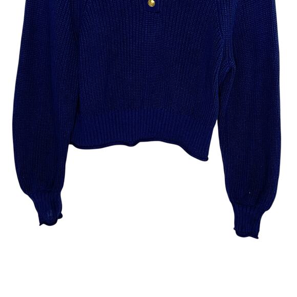 J.Crew XS Navy Ribbed Cotton Button Collar Sweater Classic Preppy - Picture 5 of 10